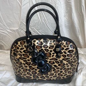 Hello Kitty Patent Leather Tote+Wallet: Leopard